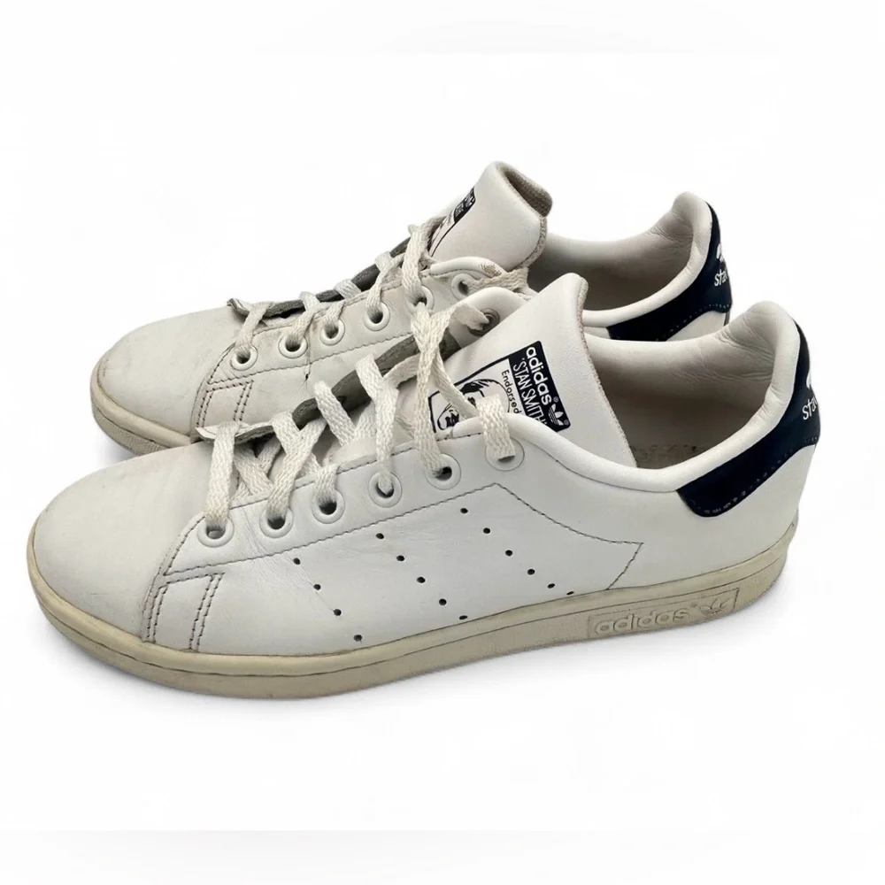Adidas Stan Smith Kids 4.5 White Leather Sneakers Preowned Womens 6.5 Unisex
